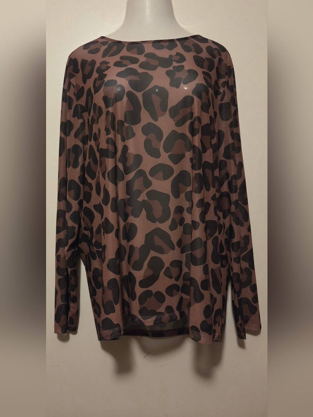 LuLaRoe 3X  Brown and Black Leopard Print Long Sleeve Top